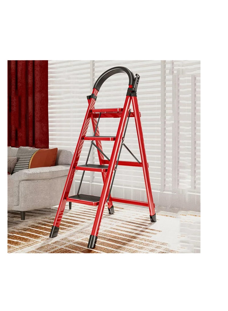 KNP Showay Red Steel 4 Step Ladder 150kg this ladder supports up to 150kg, making it ideal for home, office, and industrial use.  - Image 2