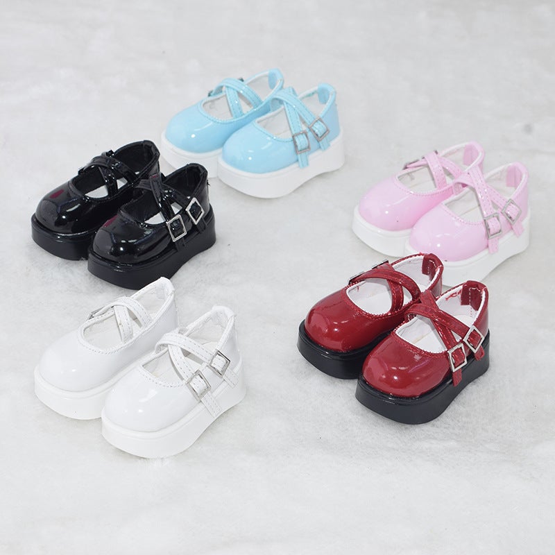 In stock 4 points BJD doll shoes 1/4 baby shoes thick high heel leather shoes bjd4 points mdd doll clothes accessories(Red, 4-point shoes) - Image 2