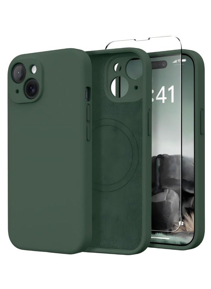 SUYDANBOX IPhone 14 Compatible with MagSafe, [Full Camera Protection] [Screen Protector] Silicone Shockproof Protective Phone Case for iPhone 14 6.1 Inch Alpine Green - Image 1