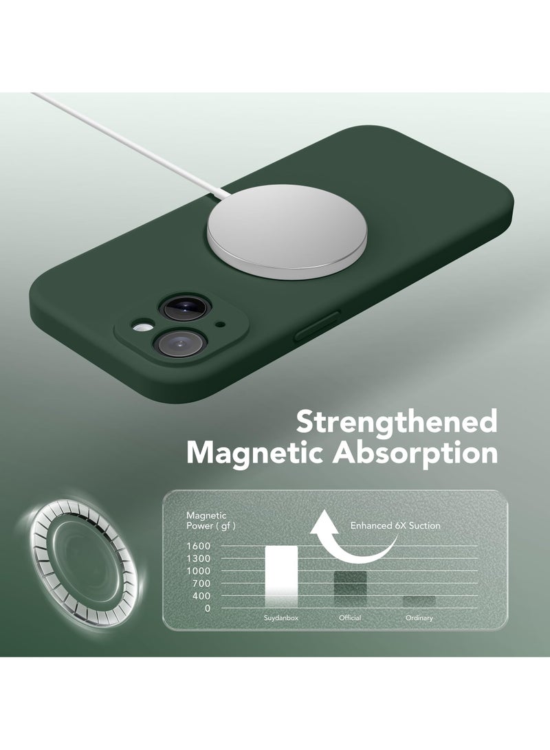 SUYDANBOX IPhone 14 Compatible with MagSafe, [Full Camera Protection] [Screen Protector] Silicone Shockproof Protective Phone Case for iPhone 14 6.1 Inch Alpine Green - Image 5