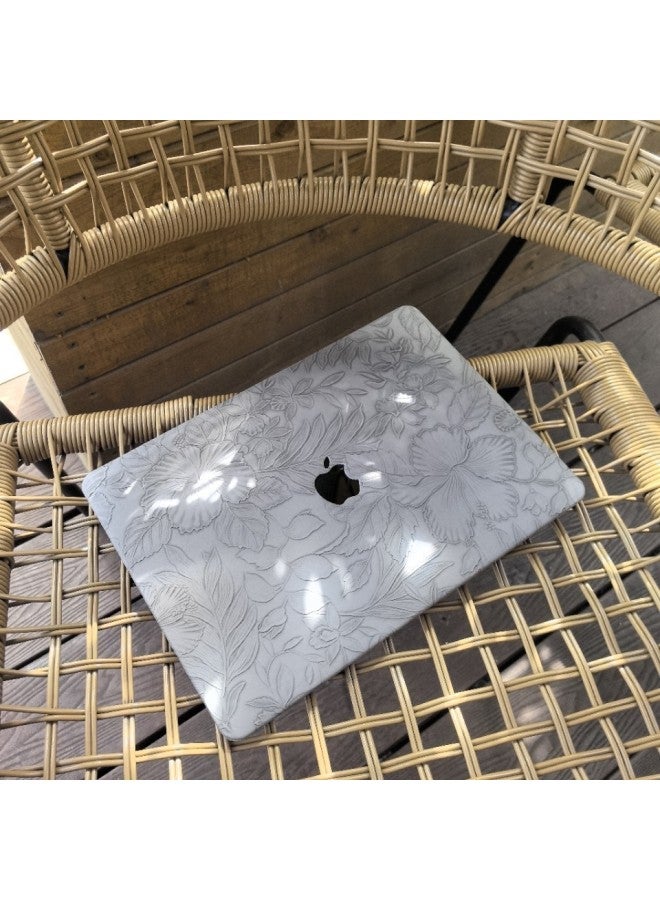 For Macbook Apple Notebook Protective Case Crocodile Pattern M2 Case Air/pro13 /14 Inch Colorful Stickers-Color:Embossed Gray-Applicable Models:19 Models-20air13.3 (a1932/a2337/a2179)