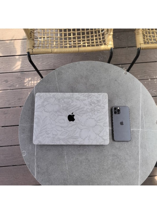 For Macbook Apple Notebook Protective Case Crocodile Pattern M2 Case Air/pro13 /14 Inch Colorful Stickers-Color:Embossed Gray-Applicable Models:19 Models-20air13.3 (a1932/a2337/a2179)