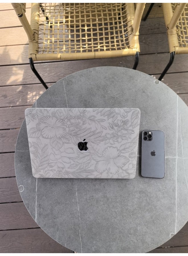 For Macbook Apple Notebook Protective Case Crocodile Pattern M2 Case Air/pro13 /14 Inch Colorful Stickers-Color:Embossed Gray-Applicable Models:19 Models-20air13.3 (a1932/a2337/a2179)