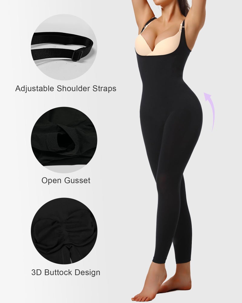 SHAPERX Hourglass Leggings Anti Cellulite Compression Full Body Shapewear Breathable No Roll Down,SZ5802-Black-L/XL - Image 4