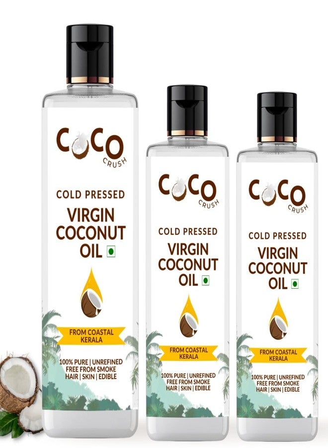 COCO CRUSH Cold Pressed Coconut Oil for Hair and Skin | 100% Pure Virgin Oil | Moisturizing and Nourishing | Natural After Bath Care | Combo Of 3 (2 * 50ML+100ML, 200ML) - Image 1