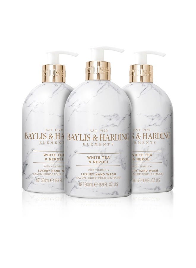 Baylis & Harding Liquid Hand Soap Wash with Dispenser, Elements, White Tea & Neroli, 16.9oz/500ml (3-Pack) - Image 1