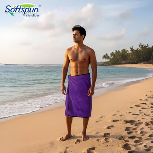 SOFTSPUN Microfiber Bath Towel 1 pc Purple, Ultra Absorbent Super Soft & Comfortable Quick Drying for Men & Women Daily Use Extra Large Size Unisex. - Image 3