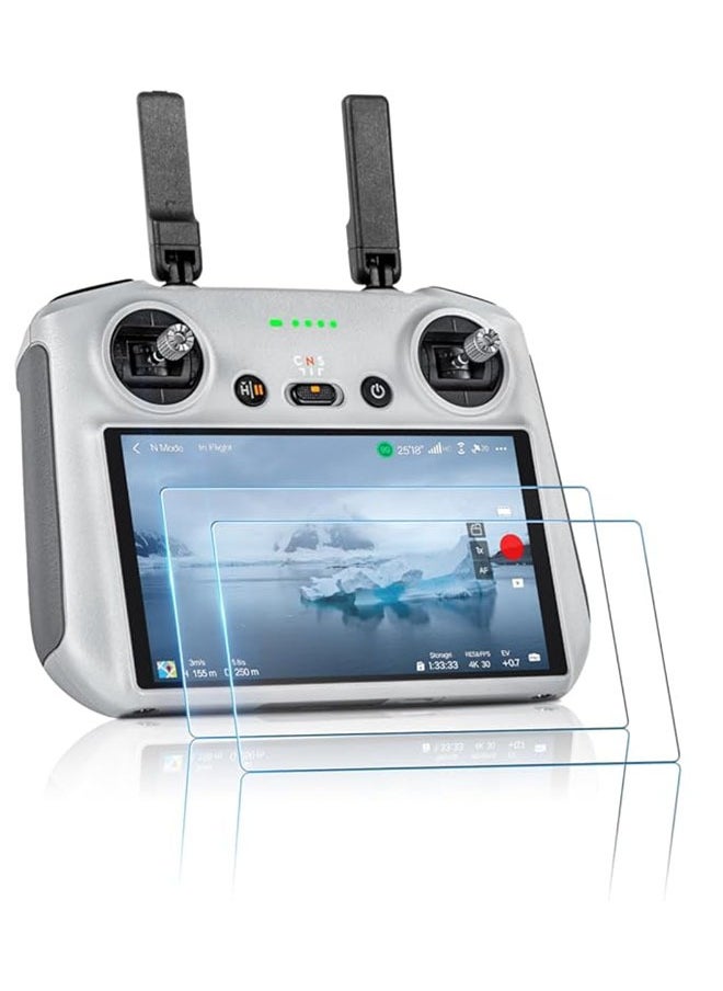 سجيت - حامي شاشة لجهاز تحكم الطائرة بدون طيار، قطعتان لجهاز تحكم DJI RC/RC 2، زجاج مقوى مضاد للخدش لطائرات ميني 4 برو/إير 3/مافيك 3 برو/ميني 3/ميني 3 برو/إير 2S، ملحقات جهاز تحكم RC/RC 2 - Image 1