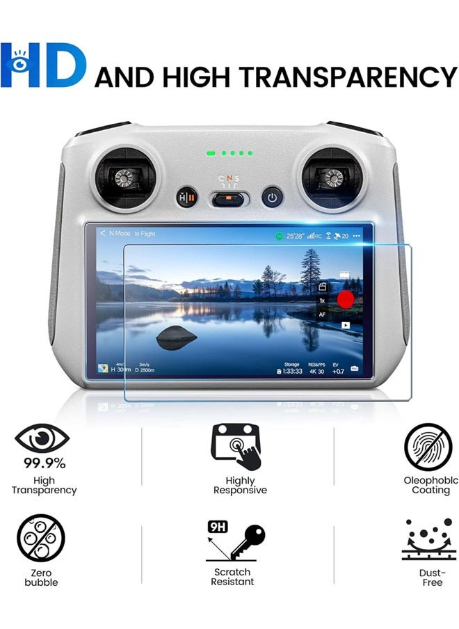 سجيت - حامي شاشة لجهاز تحكم الطائرة بدون طيار، قطعتان لجهاز تحكم DJI RC/RC 2، زجاج مقوى مضاد للخدش لطائرات ميني 4 برو/إير 3/مافيك 3 برو/ميني 3/ميني 3 برو/إير 2S، ملحقات جهاز تحكم RC/RC 2 - Image 1