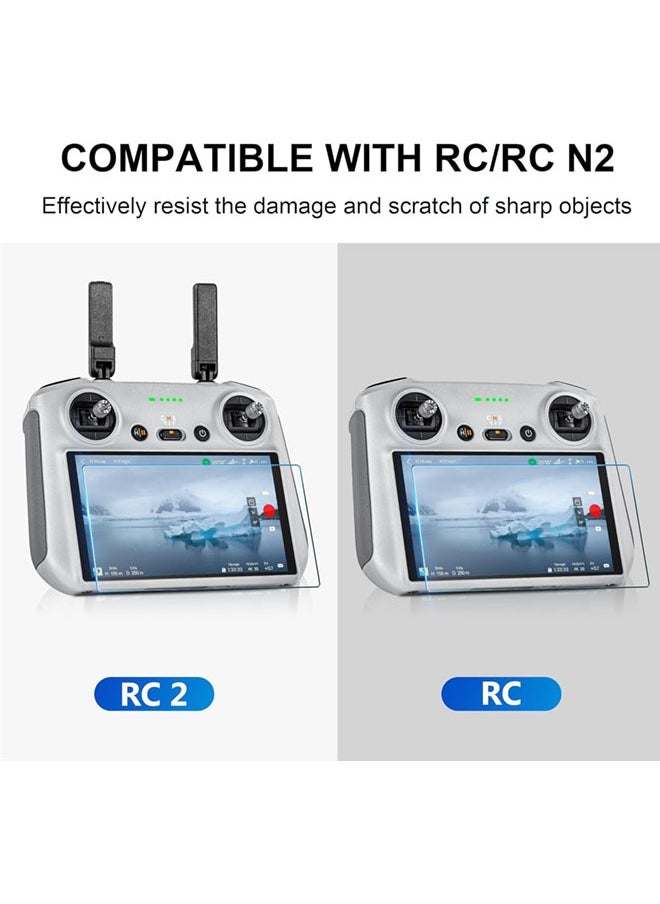 سجيت - حامي شاشة لجهاز تحكم الطائرة بدون طيار، قطعتان لجهاز تحكم DJI RC/RC 2، زجاج مقوى مضاد للخدش لطائرات ميني 4 برو/إير 3/مافيك 3 برو/ميني 3/ميني 3 برو/إير 2S، ملحقات جهاز تحكم RC/RC 2 - Image 1