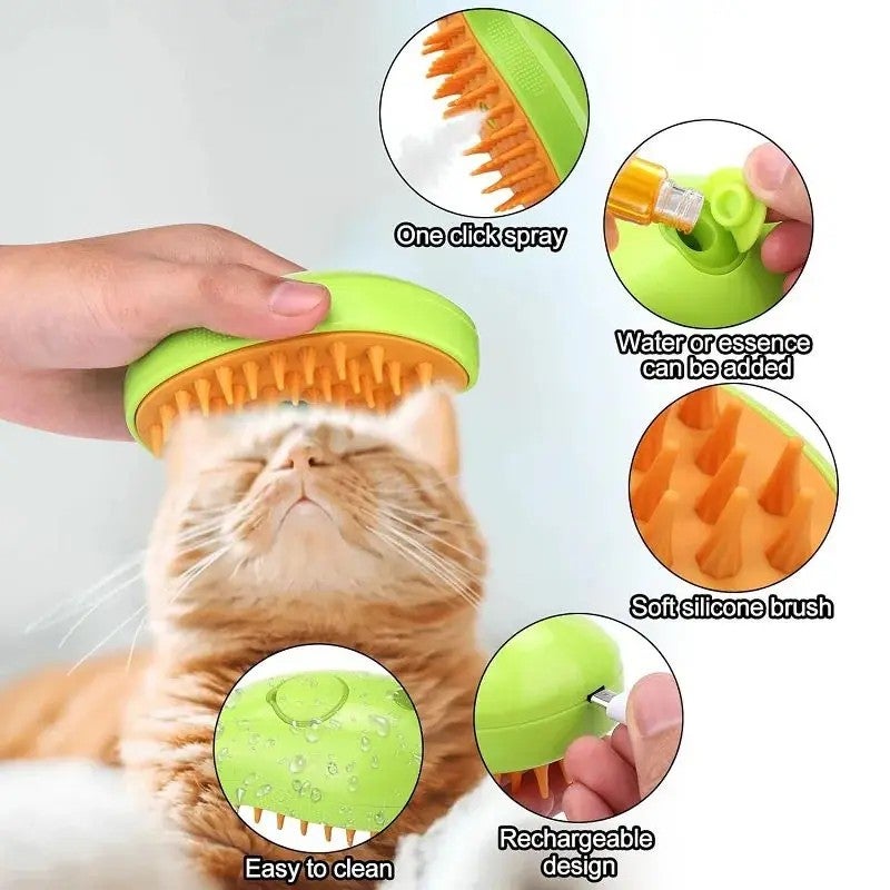 Y&D Electric Cat Steam Brush - Silicone Pet Massage Comb with Water Spray for Brushing & Grooming - Cat Hair Remover Brushes - Image 4