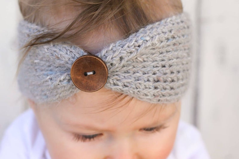 QandSweet Baby Turban Head Wrap Headbands Girl Knitting Button Hairbands - Image 2