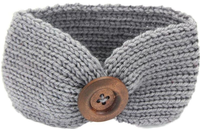 QandSweet Baby Turban Head Wrap Headbands Girl Knitting Button Hairbands - Image 3