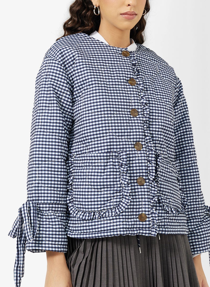 جينجر جاكيت كاروهات بأزرار وتفاصيل كشكش بيبي - Image 3