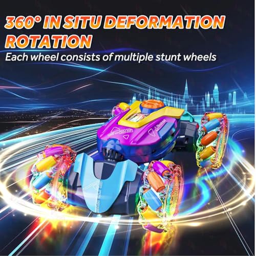 VikriDA 4WD Gesture Sensor RC Stunt Car | Hand-Controlled Double-Sided Remote Control Car with 360° Rotation, Lights, Music & Mist Spray - Image 5
