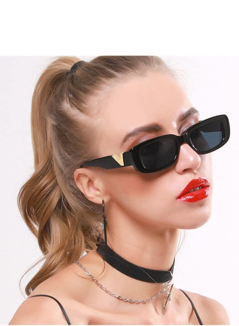 SYOSI نظارات شمسية مستطيلة عتيقة للنساء والرجال، نظارات شمسية صغيرة مربعة، نظارات حماية من الأشعة فوق البنفسجية 400، نظارات قيادة عتيقة بإطار مربع ضيق على طراز التسعينيات - Image 2