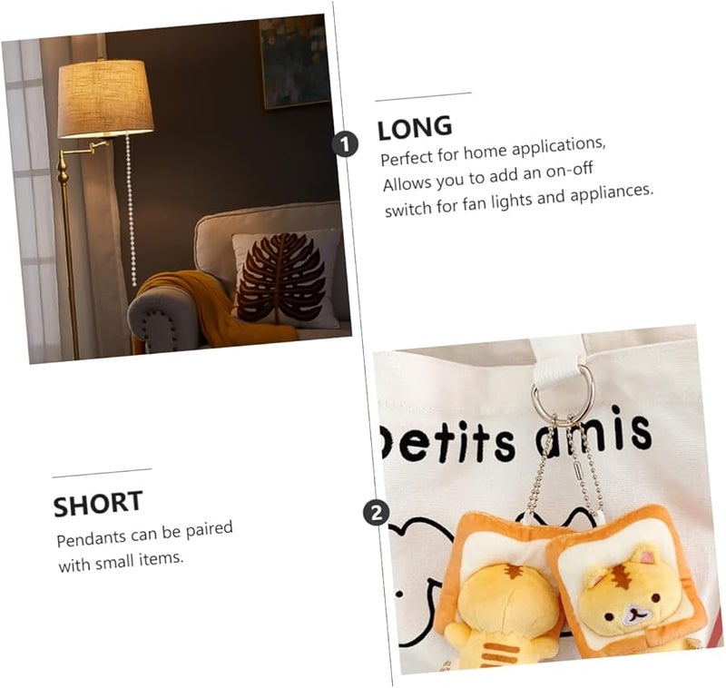 Lifkome 1 Meter Metal Pull Chain Buckle Switch For Ceiling Fan And Light Fixtures Replacement Chromed Silver - Image 3