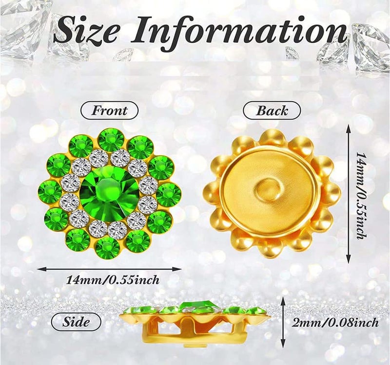 DIY Crafts 100 Pcs, Mix, Flower Buttons with Rhinestones Sew on Flower Embellishments 0.5 Inch Crystal Glass Beads Buttons Flatback Rhinestone Buttons for Jewelry Making DIY Cra (100 Pcs, Mix) - Image 2