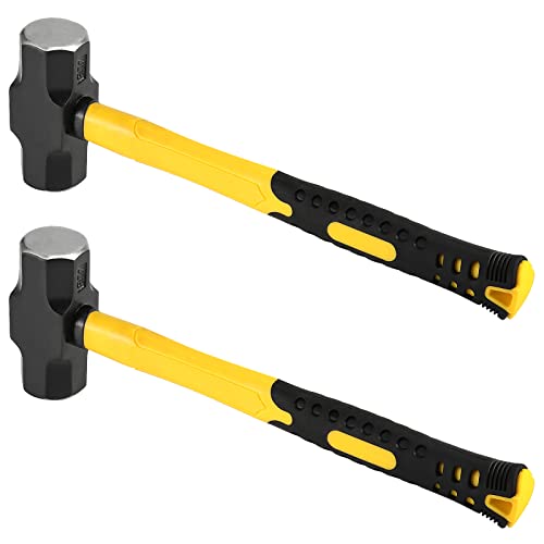 PINGEUI 2 Packs 3 lbs Sledge Hammer, 14 Inch Heavy Duty Drilling Hammer, Carbon Steel Crack Hammer with Shock Absorbent Handle for Construction, Home Improvement, Maintenance - Image 1