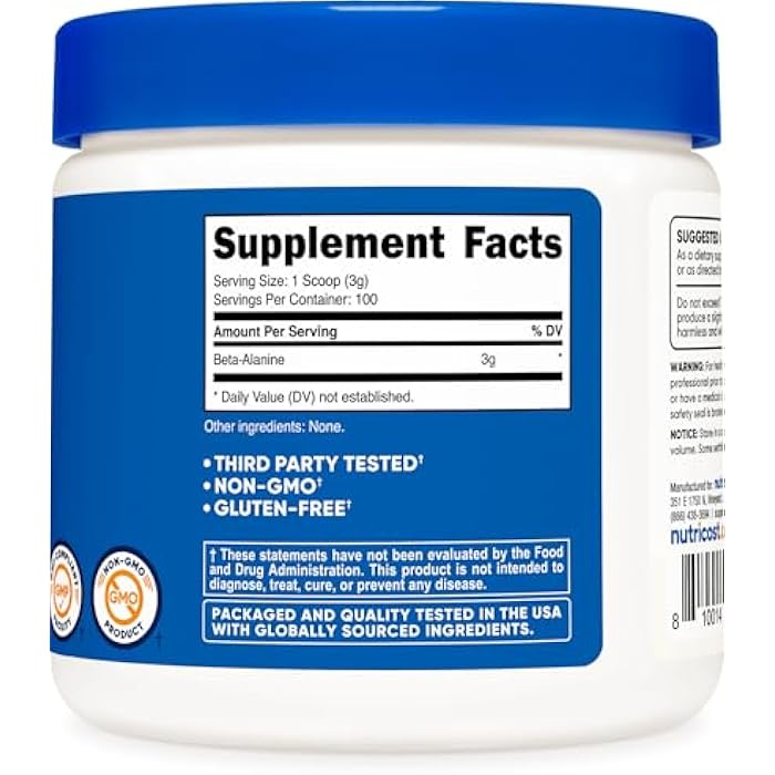 Nutricost Beta Alanine Powder 300 Grams (10.7oz) - 3 Grams Per Serving - Image 5