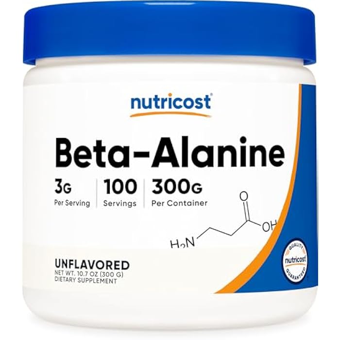 Nutricost Beta Alanine Powder 300 Grams (10.7oz) - 3 Grams Per Serving - Image 1