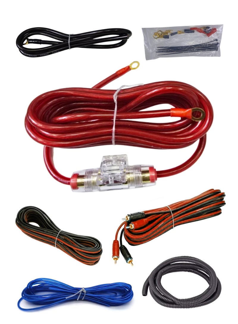 RAYMOS RAK-800 Complete Car Amplifier Installation Wiring Kit – 8 Gauge Red Power Cable, RCA, Fuse & Accessories - Image 2