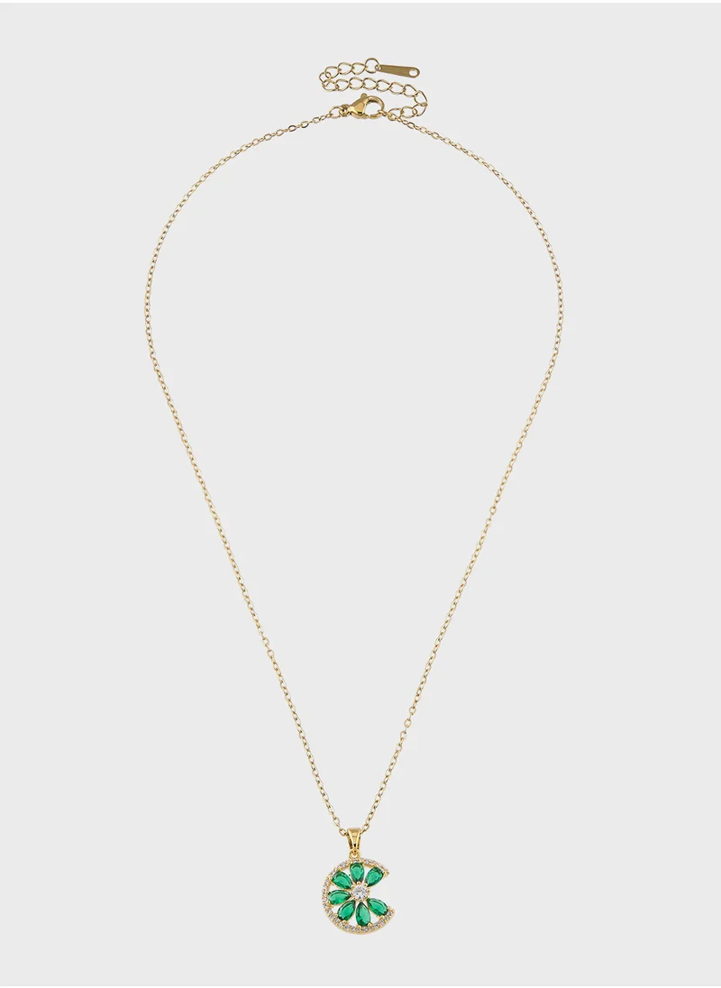 Staurtz Flower Crystal Pendant Necklace