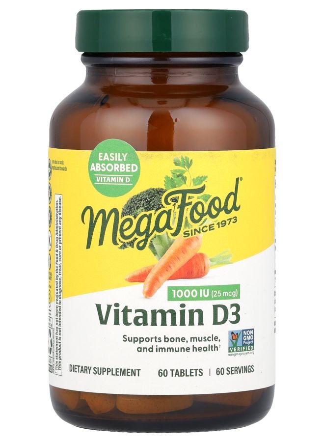 MegaFood Vitamin D3 25 mcg (1000 IU) 60 Tablets