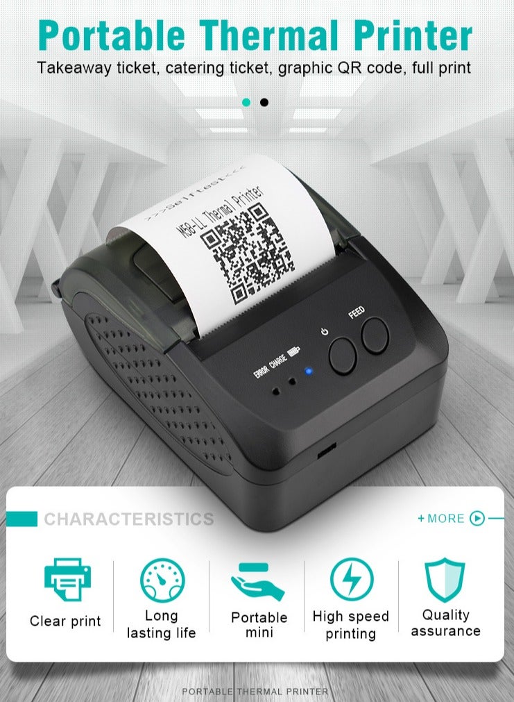 Joshberg Bluetooth Receipt Printer 58mm Mini Thermal POS Printer Portable Personal Bill Printer - Image 3