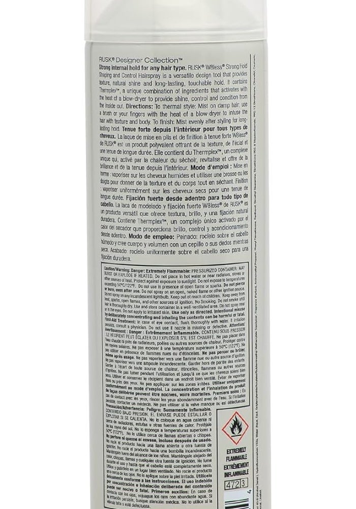 RUSK Designer Collection W8less Strong Hold Shaping and Control Hairspray, 10 fl. oz. - Image 2