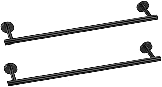 Cilee 2 Pieces Matte Black Bathroom Towel Bar, 24 Inch Double Towel Racks ,Bathroom Towel Holder Towel Hanger for - Image 1