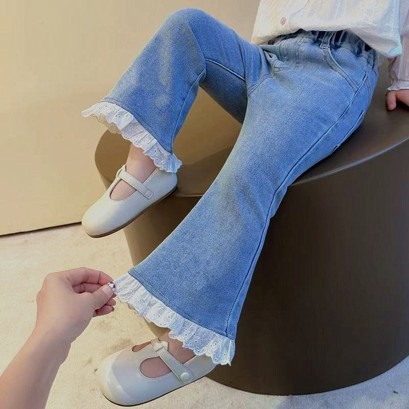 Girls' Jeans Korean Style Loose Denim Long Pants Straight Children'S Trendy Pants - Image 5