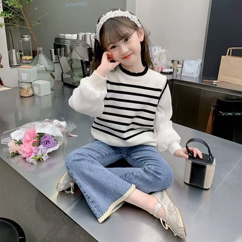 Girls' Jeans Korean Style Loose Denim Long Pants Straight Children'S Trendy Pants - Image 4