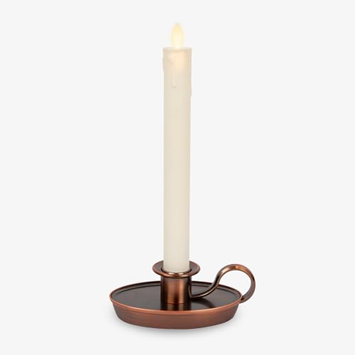 Luminara Ivory Bronze Window Taper Candle 1 x 975 Flickering Flameless Patented Real Flame Plastic Taper Battery Operated wTimer Remote Ready Sold Separately Christmas Holiday Decoration - Image 1