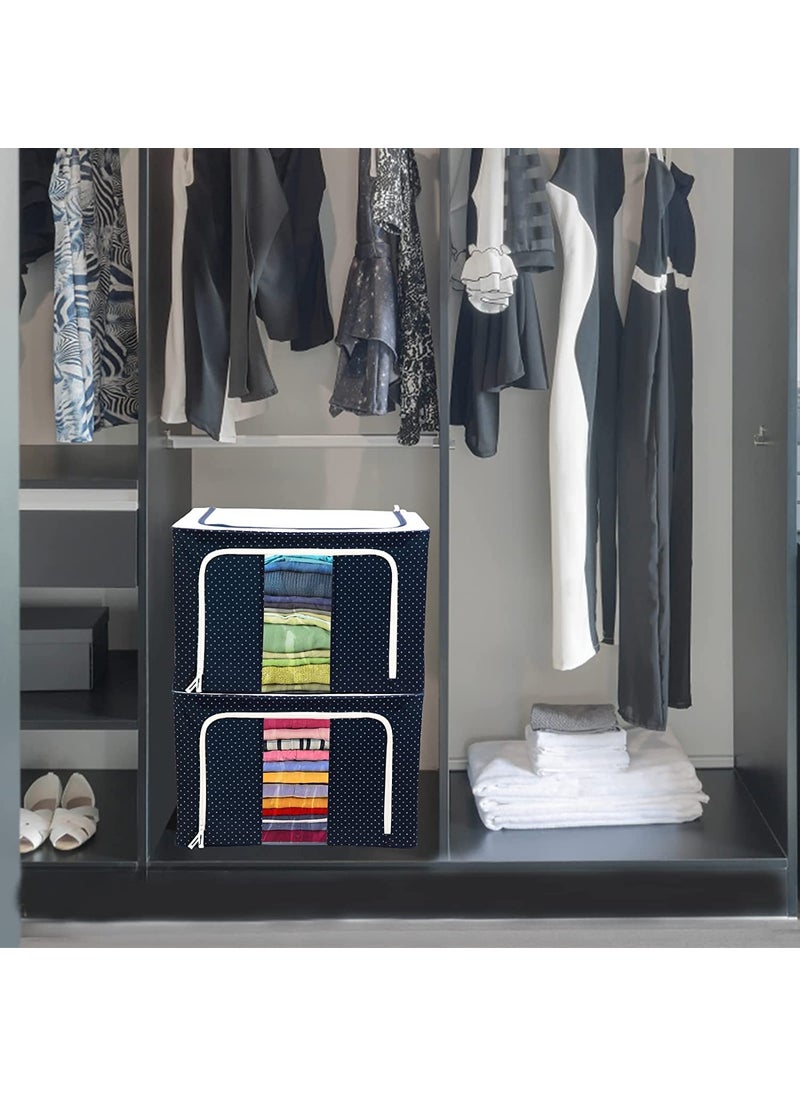 Nirency Nirency Foldable Stackable Cloth Storage Box Storage box for Clothes Saree Organisers Storage for Wardrobe Cloth Organizer for Wardrobe Large Storage Bags for Clothes Pack of 1  - Image 2