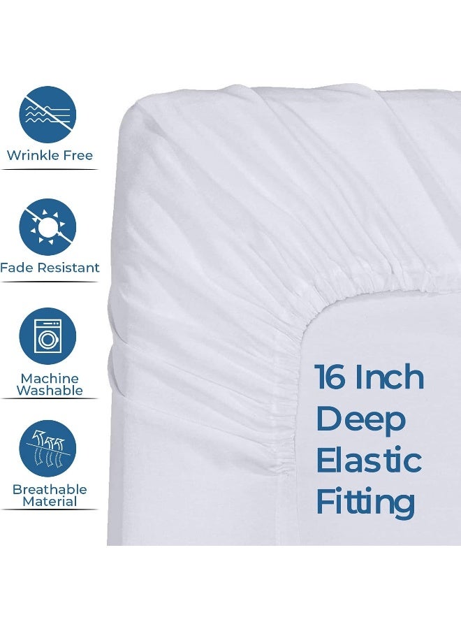DAN RIVER DAN RIVER 100% Cotton Jersey Fitted Sheet, Queen, White, 16 Inch Deep Pockets, Ultra Soft & Breathable, Stretchy Knit Fabric, Fitted Bed Sheet for Queen Mattress  - Image 3
