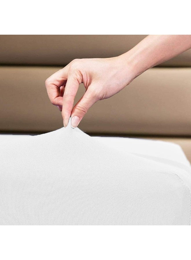 DAN RIVER DAN RIVER 100% Cotton Jersey Fitted Sheet, Queen, White, 16 Inch Deep Pockets, Ultra Soft & Breathable, Stretchy Knit Fabric, Fitted Bed Sheet for Queen Mattress  - Image 4