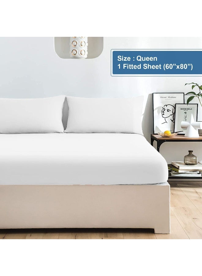 DAN RIVER DAN RIVER 100% Cotton Jersey Fitted Sheet, Queen, White, 16 Inch Deep Pockets, Ultra Soft & Breathable, Stretchy Knit Fabric, Fitted Bed Sheet for Queen Mattress  - Image 2