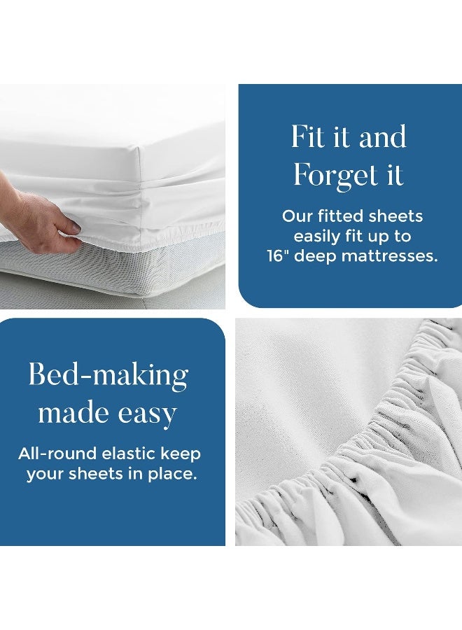 DAN RIVER DAN RIVER 100% Cotton Jersey Fitted Sheet, Queen, White, 16 Inch Deep Pockets, Ultra Soft & Breathable, Stretchy Knit Fabric, Fitted Bed Sheet for Queen Mattress  - Image 5