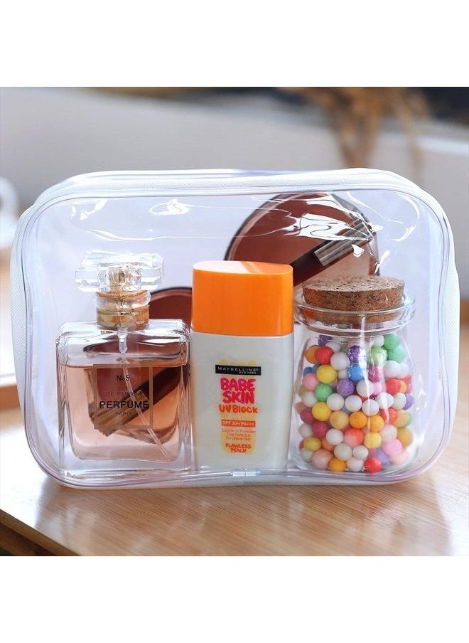 Pangda 5 Pack Clear PVC Zippered Toiletry Carry Pouch Portable Cosmetic Makeup Bag for Vacation, Bathroom and Organizing (Small, White)  - Image 5