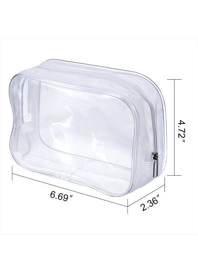 Pangda 5 Pack Clear PVC Zippered Toiletry Carry Pouch Portable Cosmetic Makeup Bag for Vacation, Bathroom and Organizing (Small, White)  - Image 2