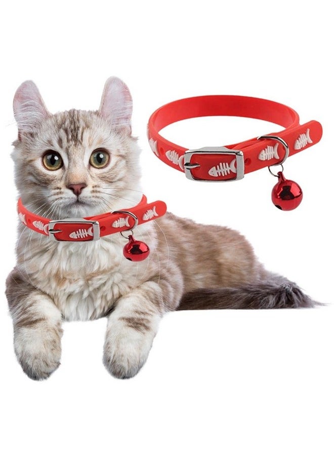 Sage Square 'S Multicolored Adjustable Rubber Silicone Cat Collar With Bell | Where Training Meets Style In A Vibrant Feline Design | Durable Rubber Silicone Promises Lasting Wear (Random)  - Image 1