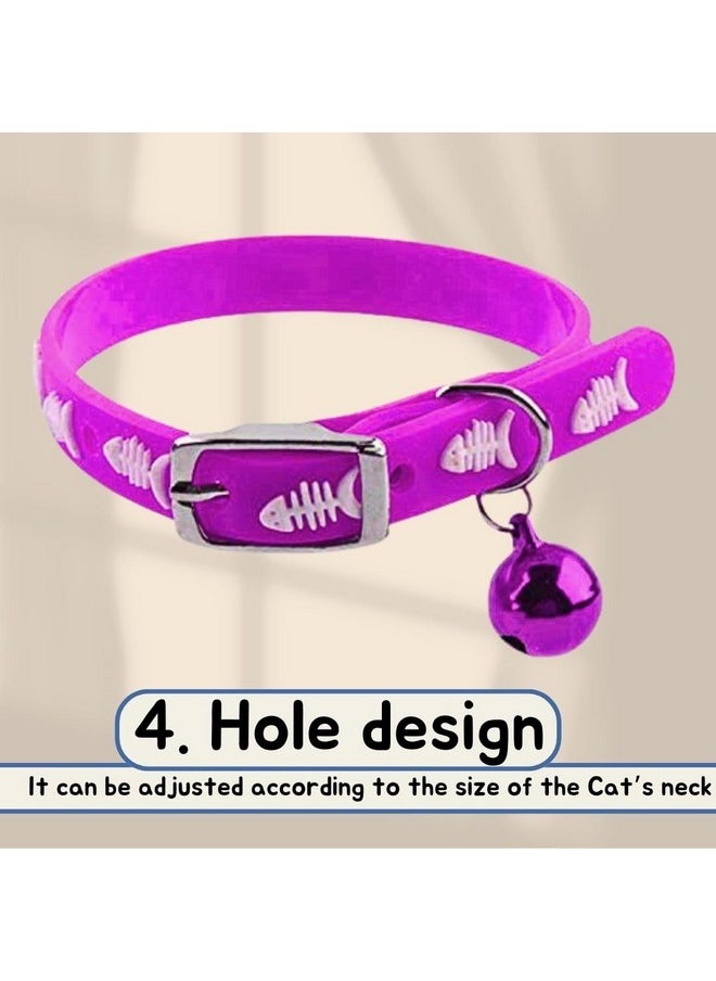 Sage Square 'S Multicolored Adjustable Rubber Silicone Cat Collar With Bell | Where Training Meets Style In A Vibrant Feline Design | Durable Rubber Silicone Promises Lasting Wear (Random)  - Image 4