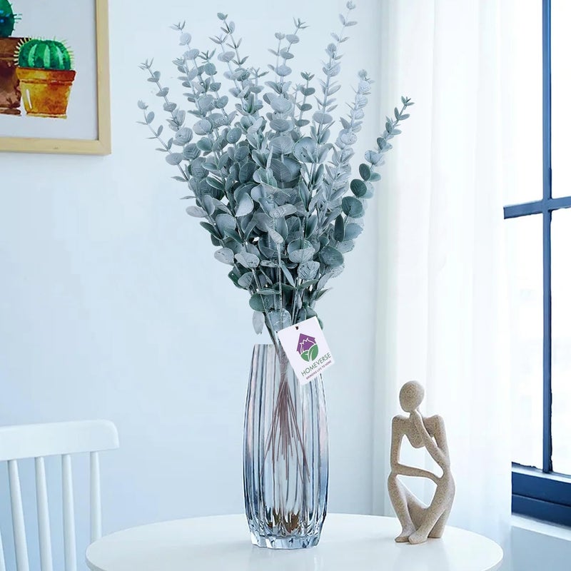 HOMEVERSE 24pcs Artificial Faux Eucalyptus Stems with Fake Leaves Artificial Greenery Eucalyptus Stems for Wedding Bouquet Centerpiece for Table Decoration Vase Not Include Green24pcs