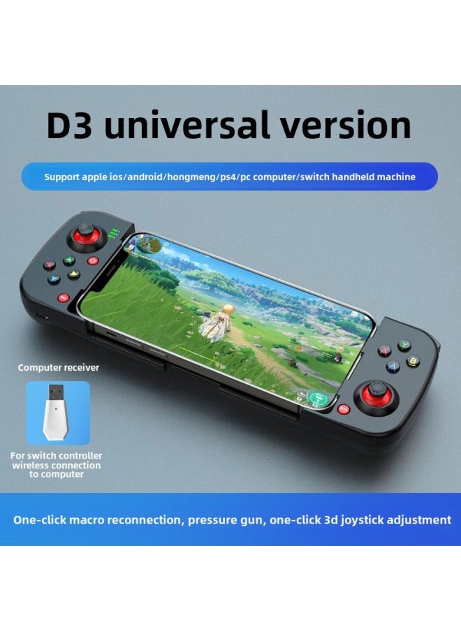 Beauenty D3 Wireless Mobile Phone Gamepad Bluetooth 5.0 Android IosMFI Wireless Bluetooth Mobile Phone Stretch Game Hand-Product Color:D3 Handle Black + Receiver  - Image 1