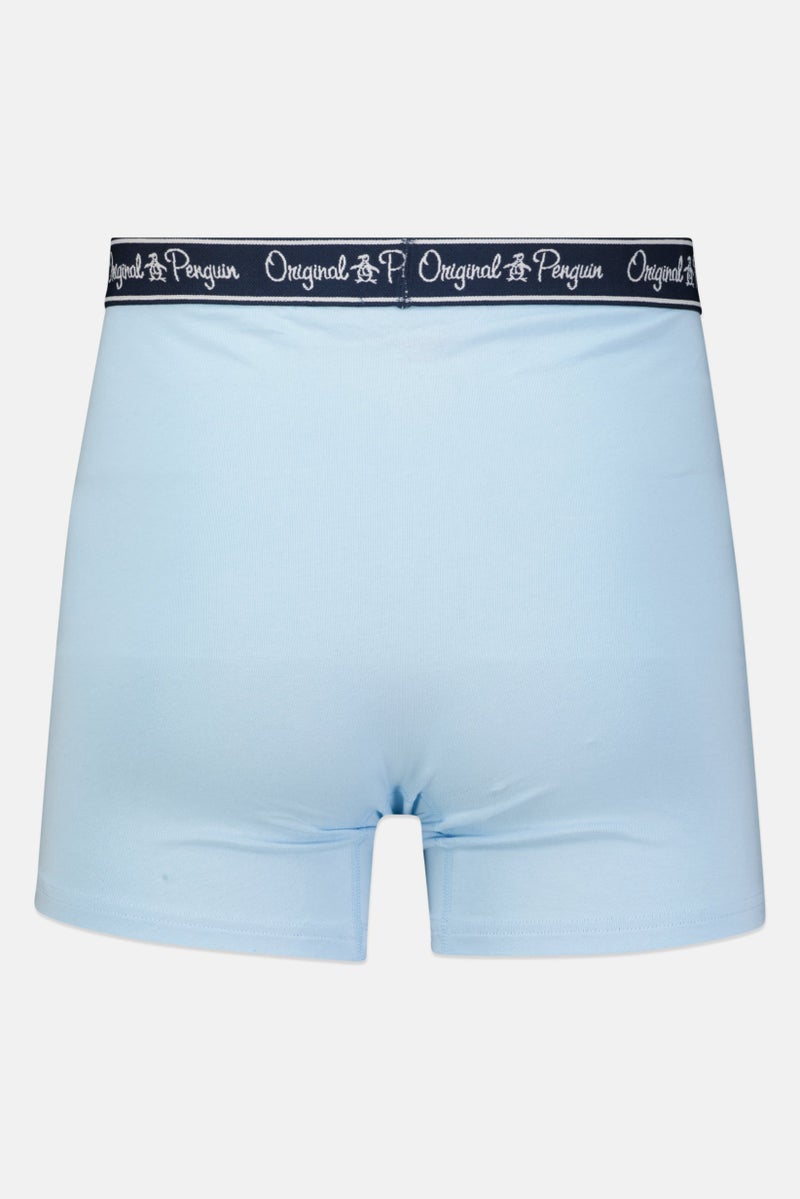 Original Penguin - Men 3 Pieces Brand Logo Boxer Briefs, Grey/Navy/Turquoise - Image 1