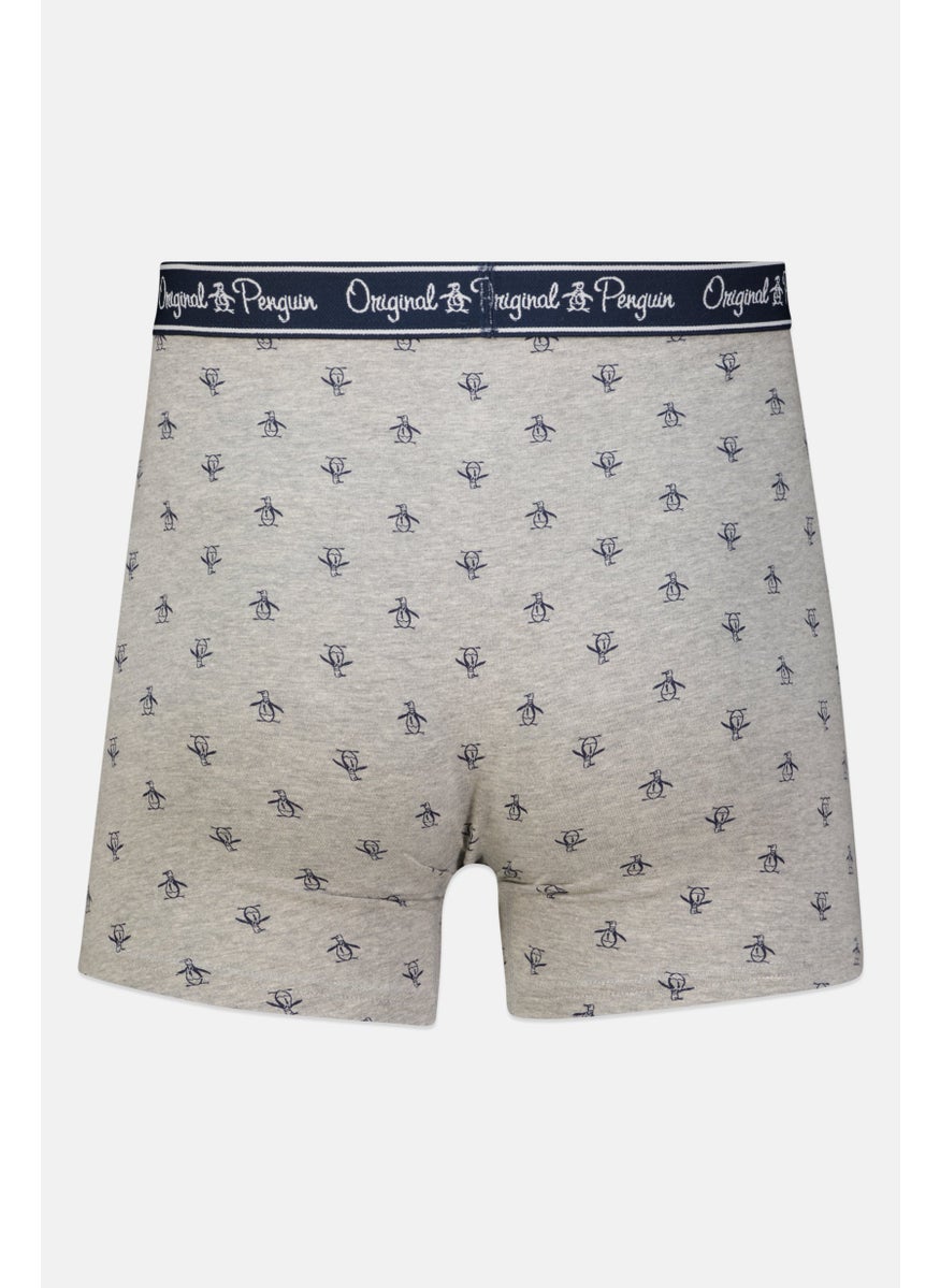 Original Penguin - Men 3 Pieces Brand Logo Boxer Briefs, Grey/Navy/Turquoise - Image 1