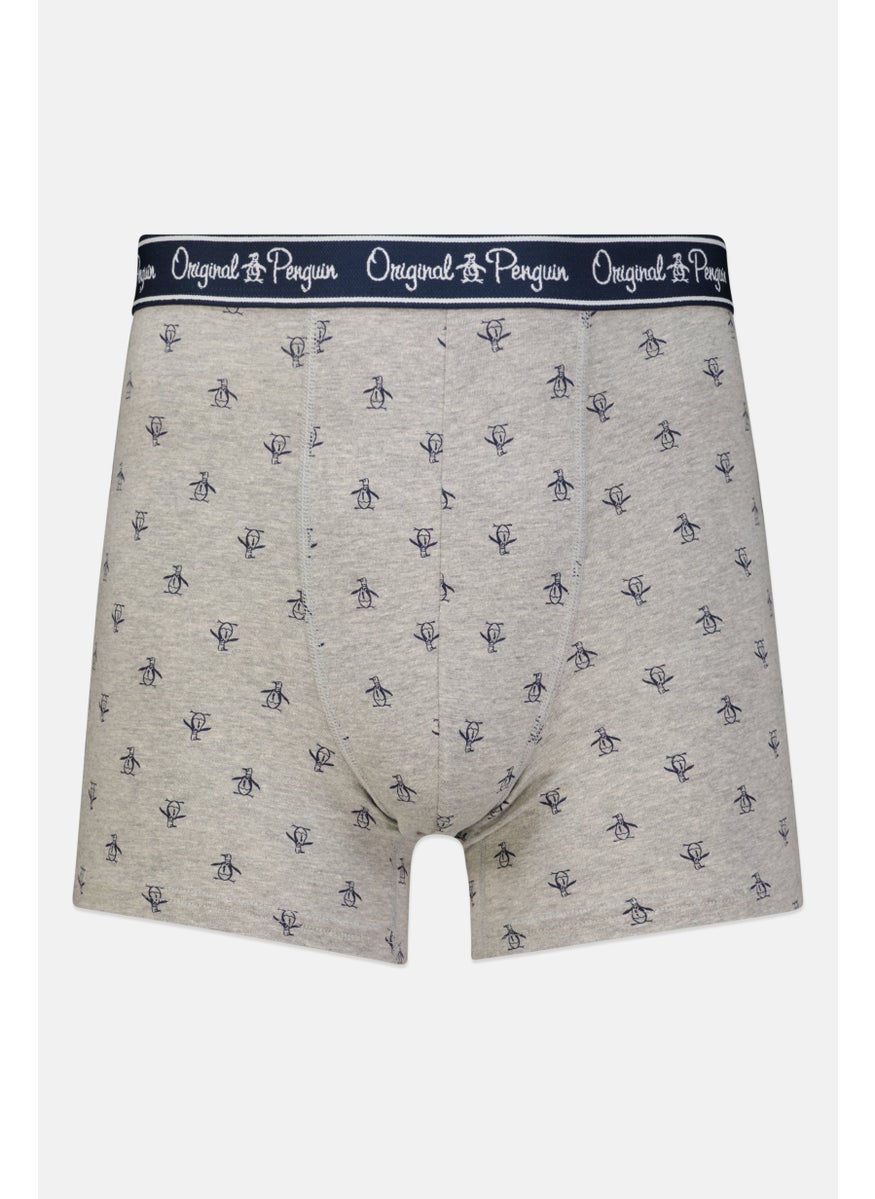 Original Penguin - Men 3 Pieces Brand Logo Boxer Briefs, Grey/Navy/Turquoise - Image 1