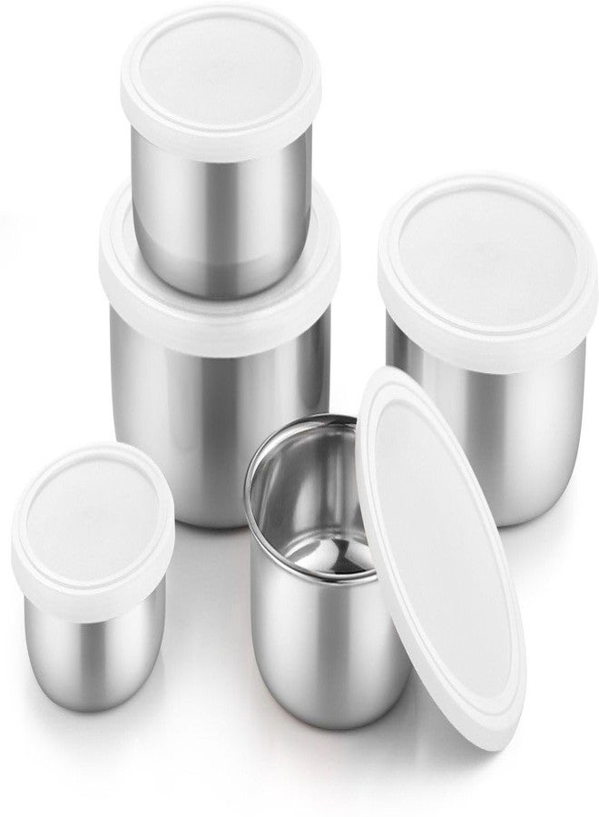 JENSONS Stainless Steel Storage Bowls with Lids | 5 Pieces | 200 ml to 1150 ml | Airtight Food Containers | Stackable Nesting Set | Silver - Image 1