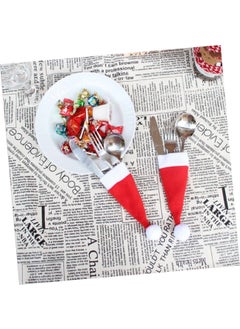 Masalsı Concept Fairytale Concept 6 Pieces Decorative Santa Hat Spoon Holder - New Year Table Decor Spoon Holder Serving Presentation 
